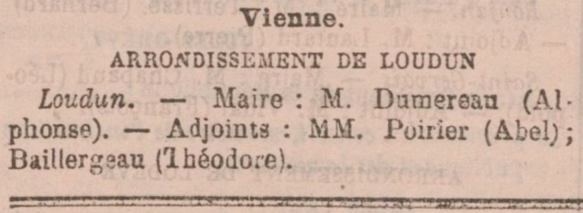 DUMÉREAU Alphonse Nommé Maire JO 13 février 1881 - 850